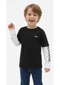 Langarmshirt Vans "LONG CHECK TWOFER", Jungen, Gr. L (158/164), schwarz, wei&szlig;, Obermaterial: 100% Baumwolle, normal, Rundhals, Shirts Langarmshirt, Langarm, f&uuml;r sportliche Aktivit&auml;ten, sportlicher Stil