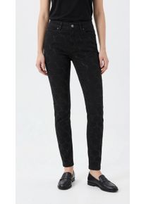 Skinny-fit-Jeans MAC "DREAM SKINNY chain glitter", Damen, Gr. 46, L&auml;nge 34, schwarz, schwarz, Denim/Jeans, Obermaterial: 83% Baumwolle, 15% Polyester, 2% Elasthan, gemustert, skinny fit kn&ouml;chellang, Jeans Skinny-fit-Jeans, mit Glitzersteine Muster