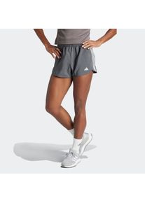 Shorts adidas Performance "PACER WVN HIGH", Damen, Gr. XL, L&auml;nge 5, grau (grau six, wei&szlig;), Obermaterial: 100% Polyester, Hosen Shorts, Woven Trainingsshorts mit hohem Bund