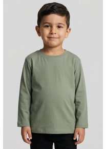 Langarmshirt name it "NMMVOBBO LS NREG TOP NOOS", Jungen, Gr. 116, shadow, Jersey, Obermaterial: 100% Baumwolle, unifarben, normal normal, Rundhals, abgesteppte Kante, Shirts Langarmshirt, in Basic-Form