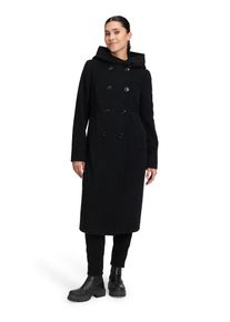 Wollmantel Gil Bret, Damen, Gr. 40, schwarz (jet schwarz), Obermaterial: 75% Wolle, 20% Polyamid, 5% Kaschmir, unifarben, figurumspielend knielang, gerader Abschluss, M&auml;ntel Wollmantel, mit Kapuze