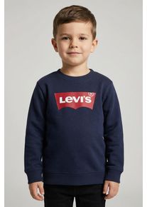 Sweatshirt LEVI'S KIDS "LVB LVB FRENCH TERRY BATWING", Jungen, Gr. 3M (62), blau (marineblaus), Sweatware, Obermaterial: 55% Baumwolle, 45% Polyester, bedruckt, regular fit normal, Rundhals, Rippb&uuml;ndchen, Sweatshirts Sweatshirt, BABY UNISEX