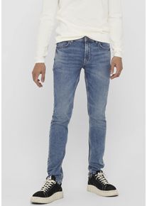 Only & Sons Slim-fit-Jeans ONLY & SONS "LOOM SLIM", Herren, Gr. 28, L&auml;nge 30, blau (blau denim), Denim/Jeans, Obermaterial: 72% Baumwolle, 26% Polyester, 2% Elasthan, schmal, Jeans Slim-fit-Jeans