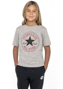 Kurzarmshirt Converse "f&uuml;r Kinder", Jungen, Gr. 164/170 (176), grau (dunkelgrau heat), Stoff, Obermaterial: 100% Baumwolle, bedruckt, unifarben, normal, Rundhals, eingesetzt abgesteppt, Shirts Kurzarmshirt, Kurzarm, sportlicher Stil, mit Logodruck, elastisches Material