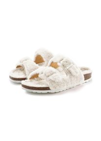Pantolette Vivance Dreams "Hausschuh, Pantoffel", Damen, Gr. 40, beige, Obermaterial: 100% Synthetik. Decksohle: 100% Synthetik. Futter: 100% Synthetik. Laufsohle: 100% Synthetik, Fellimitat, Schuhe Pantolette, mit kuscheligem, warmen Fellimitat und Korkfu&szlig;bett
