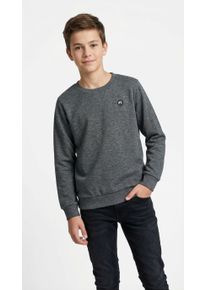 Sweatshirt name it "NKMVIMO f&uuml;r Jungen mit B&uuml;ndchen und klassischer Form", Jungen, Gr. 134/140, grau (dunkelgrau melange), angeraute Sweatware, Obermaterial: 60% Baumwolle, 40% Polyester, meliert, unifarben, l&auml;ssig geschnitten h&uuml;ftlang, Rundhals, Rippb&uuml;ndchen, Sweatshirts Sweatshirt, unifarben, casual, regular fit, Baumwollmischung, Rundhals