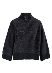 Strickjacke Sportalm KITZB&Uuml;HEL, Damen, Gr. L, schwarz, Strick, Obermaterial: 83% Viskose, 17% Polyester, unifarben, regular fit normal, Rundhals, Raglan&auml;rmel Rippb&uuml;ndchen, Strickjacken Strickjacke, aus Pl&uuml;schmaterial