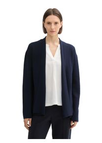 Cardigan Tom Tailor, Damen, Gr. S (36), blau (sky captain blau), Strick, Obermaterial: 52% Viskose, 27% Polyester, 21% Polyamid, unifarben, regular fit taillenbedeckt, ohne Ausschnitt, gerader Abschluss, Strickjacken Cardigan, mit LENZING&trade; ECOVERO&trade;