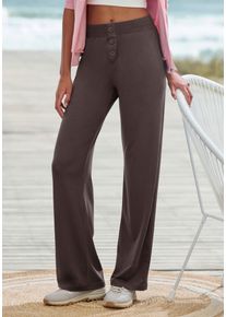 H.I.S. Relaxhose H.I.S, Damen, Gr. 44/46, N-Gr, salbei, Obermaterial: 90% Polyester, 10% Elasthan, Basic, bequem lang, Hosen Relaxhose, mit klassisch gerade geschnittenem Bein, Loungewear