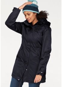 Wintermantel Maier Sports, Damen, Gr. 50, blau (night sky), Obermaterial: 100% Polyester, hoch geschlossener Ausschnitt, Windstopperb&uuml;ndchen mit Druckkn&ouml;pfen, M&auml;ntel Wintermantel, Wasser- & winddicht & atmungsaktiv, gro&szlig;e Gr&ouml;&szlig;en