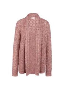 Strickjacke GOLDNER "Kurzgr&ouml;&szlig;e Trageangenehme offene Strickjacke", Damen, Gr. 23, rosa (ros&eacute;, melange), Obermaterial: 72% Polyester PES. 24% Polyacryl PAN. 4% Wolle WO., Rippe, Strickjacken Strickjacke, Feine Ajourstruktur trifft sch&ouml;nes Zopfmuster