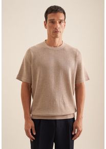 T-Shirt Seidensticker "Regular", Herren, Gr. M, beige, 70% Leinen, 30% Baumwolle, unifarben, regular fit, Rundhals, Shirts T-Shirt, Kurzarm Rundhals Uni