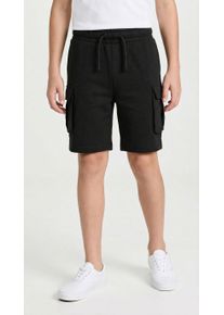 Shorts name it "NKMOLLIE CARGO SHORTS UNB NOOS", Jungen, Gr. 128, N-Gr, schwarz (schwarz (blank)), Web, Obermaterial: 60% Baumwolle, 40% Polyester, unifarben, normal knielang, Hosen Shorts