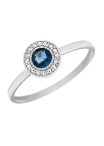 Fingerring Firetti "Schmuck Geschenk Gold 333 Damenring Goldring Edelstein Farbstein" Gr. 17, bunt (wei&szlig;goldfarben, blau), Fingerringe, Damen, 17, 0,02 P2 = erkennbare Einschl&uuml;sse, Diamanten Wei&szlig;gold 333, 1,5mm, Diamanten, Wei&szlig;gold 333, Fingerring, mit Saphir - mit Brillanten