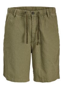 Jack & Jones PlusSize Jogger Pants "JPSTJAIDEN HYBRID BONDI JOG SHORT PLS", Damen, Gr. 46 (6XL), N-Gr, deep lichen gr&uuml;n, angeraute Sweatware, Obermaterial: 80% Baumwolle, 20% Leinen, JACK & JONES PLUSSIZE, unifarben, relaxed fit knielang, Hosen Jogger Pants