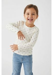 Langarmshirt LIL' ATELIER "NMFGAGO LS SLIM TOP LIL NOOS", M&auml;dchen, Gr. 122/128, coconut milk aop:heart, Jersey, Obermaterial: 57% Baumwolle, 38% Lyocell, 5% Elasthan, bedruckt, slim fit normal, Rundhals, Shirts Langarmshirt, weiche Jersey Rippqualit&auml;t