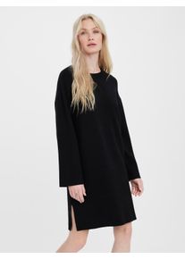 V&eacute;ro Moda Strickkleid VERO MODA "VMGOLDNEEDLE WIDE LS ONCK DRESS REP LCS", Damen, Gr. S, N-Gr, schwarz, Feinstrick, Obermaterial: 50% Viskose, 28% Polyester, 22% Nylon, unifarben, regular fit, Rundhals, Kleider Strickkleid
