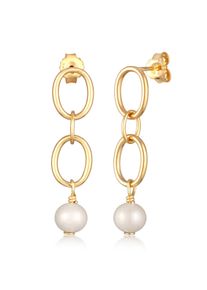 Paar Ohrstecker Elli "Ohrringe Perlen Ohrh&auml;nger Glieder Design 925 Silber" Gr. 35, gold, Ohrringe, Damen, ohne Stein, Silber 925 (Sterlingsilber), Paar Ohrstecker