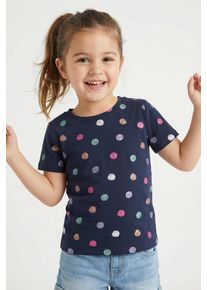 T-Shirt Tom Tailor, M&auml;dchen, Gr. 92/98, dunkelblau multicolor dot, Single Jersey, Obermaterial: 95% Baumwolle, 5% Elasthan, bedruckt, regular fit normal, Rundhals, Shirts T-Shirt, mit All-Over Print