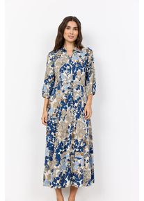 Druckkleid soyaconcept "SC-CUNILLA 2", Damen, Gr. M, N-Gr, navy combi, Web, Obermaterial: 100% Viskose, gemustert, lang, V-Ausschnitt, Kleider Druckkleid