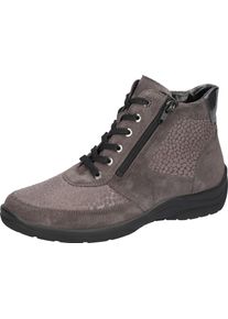 Waldl&auml;ufer Schn&uuml;rboots WALDL&Auml;UFER "HESNA", Damen, Gr. 5,5 (38,5), grau, Lackleder, Textil, Veloursleder, Basic, Schuhe Schn&uuml;rboots, Komfortschuh, Bequemschuh, Stiefelette mit Rei&szlig;verschl&uuml;sse, H-Weite