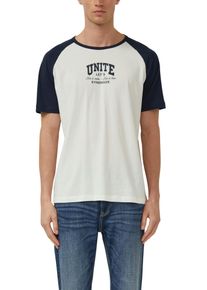 Kurzarmshirt s.Oliver, Damen, Gr. XL, wei&szlig;, Single Jersey, Obermaterial: 100% Baumwolle, unifarben mit Farbeins&auml;tzen, normal h&uuml;ftbedeckend, Rundhals, Shirts Kurzarmshirt, im Collage-Stil und mit Print