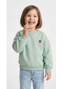 Sweatshirt KIDS Only "KMGSWEAT L/S CREW EMB LOOSE SWT NOOS", M&auml;dchen, Gr. 104, aqua foam detail:emb strawberry, Sweatware, Obermaterial: 60% Baumwolle, 40% Polyester, unifarben, normal normal, Rundhals, Rippb&uuml;ndchen, Sweatshirts Sweatshirt