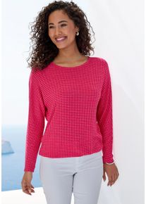 Langarmshirt Vivance "aus strukturierter Strickqualit&auml;t", Damen, Gr. 48/50, koralle, creme, Strick, Obermaterial: 68% Viskose (LENZING&trade; ECOVERO&trade;), 30% Polyester, 2% Elasthan, gemustert, figurumspielend, Rundhals, Shirts Langarmshirt, mit Gummizug im Bund, Topseller