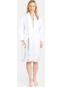 Damenbademantel HAMMETEX "Ren, 100% Baumwolle" Gr. XXXL, wei&szlig;, L:100cm, Baumwolle, Hausm&auml;ntel, Damenbademantel, 380 g/m&sup2; Frottee Bademantel mit Taschen &ndash; Saugf&auml;hig & Weich