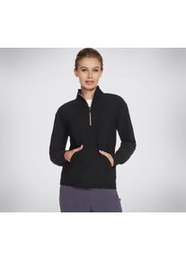 Rollkragenpullover Skechers "GOLUXE RIB 1/4 ZIP", Damen, Gr. L, schwarz, Obermaterial: 83% Polyester, 17% Elasthan, Pullover Rollkragenpullover