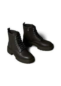 Schn&uuml;rboots Calvin Klein Jeans "CHUNKY LACE UP ZIP BOOT", Damen, Gr. 39, anthrazit, Leder, unifarben, Schuhe Schn&uuml;rboots, Schn&uuml;rstiefelette, Plateauboots, Festival, mit Anziehlasche