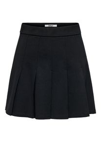 Minirock Only "ONLPOPTRASH LIFE HW PLEAT SKIRT CC PNT", Damen, Gr. S, schwarz, Milano Rib, Obermaterial: 63% Viskose, 32% Nylon, 5% Elasthan, unifarben, kurz, R&ouml;cke Minirock, elastisches B&uuml;ndchen, Falten Details