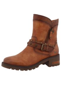 Winterboots Mustang Shoes "Haukea", Damen, Gr. 38, braun (cognac), Lederimitat, used, Schuhe Winterboots, Biker Boots mit Blockabsatz und TEX-Membrane