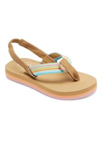 Sandale Roxy "Colbee", M&auml;dchen, Gr. 6(21,5), bunt (wei&szlig;, orange, pink), Obermaterial: 85% Polyester/15% synthetisches PU, Futter:, Au&szlig;ensohle: 100% Gummi, Schuhe Sandale