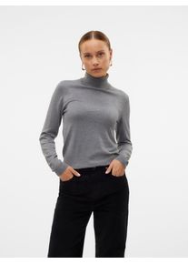 V&eacute;ro Moda Strickpullover VERO MODA "VMIRIS LS ROLLNECK PULLOVER GA NOOS", Damen, Gr. XS, grau (medium grau melange), Strick, Obermaterial: 40% Viskose, 30% Polyamid, 27% Polyester, 3% Wolle, unifarben, slim fit, Pullover Strickpullover