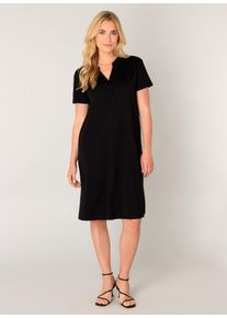 Sommerkleid Base Level "YEN", Damen, Gr. 42, N-Gr, schwarz, Web, Obermaterial: 65% Viskose, 30% Nylon, 5% Elasthan, unifarben, gerade knielang, tiefer V-Ausschnitt, Kleider Sommerkleid, mit Bindeg&uuml;rtel