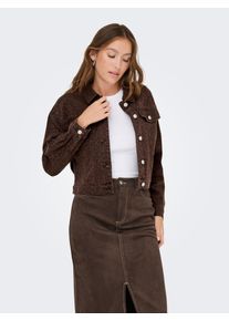 Jeansjacke Only "ONLANLIE-ANIMAL L/S JACKET CC PNT", Damen, Gr. M, schwarz (chicory coffee aop:with schwarz leo), Web, Obermaterial: 98% Baumwolle, 2% Elasthan, bedruckt, regular fit, Jacken Jeansjacke