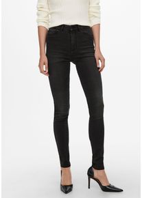 Skinny-fit-Jeans Only "ONLROYAL LIFE HW SK DNM", Damen, Gr. XS (34), L&auml;nge 30, schwarz (schwarz denim), Denim/Jeans, Obermaterial: 69% Baumwolle, 29% Polyester, 2% Elasthan, Abriebeffekte, skinny fit, Jeans Skinny-fit-Jeans