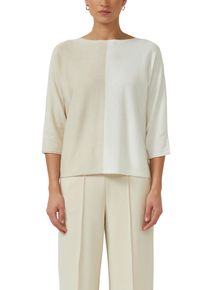 Strickpullover s.Oliver BLACK LABEL, Damen, Gr. 44, beige nature, Strick, Obermaterial: 50% Baumwolle, 50% Modal, mehrfarbig, regular fit normal, U-Boot-Ausschnitt, Fledermaus&auml;rmel abgerundeter Saum, Pullover Strickpullover, mit Fledermaus&auml;rmeln
