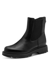 Chelseaboots Tamaris, Damen, Gr. 39, schwarz, Leder, Schuhe Chelseaboots, Blockabsatz, Stiefelette mit Stretcheinsatz an der Au&szlig;enseite