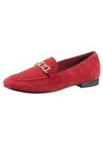 Loafer MARCO TOZZI by GMK, Damen, Gr. 38, rot, Veloursleder, unifarben, Schuhe Loafer, Blockabsatz, Slipper, Businessschuh mit Feel Me-Ausstattung