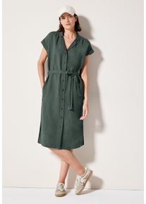 Blusenkleid Cecil, Damen, Gr. XS (36), N-Gr, gr&uuml;n (balmy khaki), Web, Obermaterial: 55% Leinen, 45% Viskose, unifarben, regular fit knieumspielend, Umschlagsaum, Kleider Blusenkleid, aus sommerlicher Qualit&auml;t mit Leinen