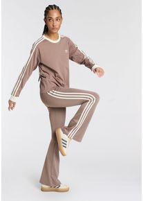 Leggings adidas originals "FLARED LEGGINGS", Damen, Gr. L, N-Gr, braun (trace braun, normal, gr.), Obermaterial: 79% Polyester, 21% Elasthan, Hosen Leggings, mit ausgestelltem Bein, sportliche 3-Streifen, stretchiges Material, Topseller