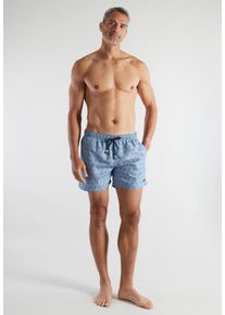 Badeshorts Bugatti, Herren, Gr. 9, N-Gr, blau, mittel, streifen, Popeline, Obermaterial: 100% Polyester, Badehosen Badeshorts, mit Logodruck, gestreift, mit Kordelzug, bequem