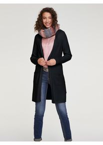 Longstrickjacke Heine, Damen, Gr. 48/50, schwarz, 52% Viskose, 26% Polyester, 22% Polyamid, unifarben, Strickjacken Longstrickjacke
