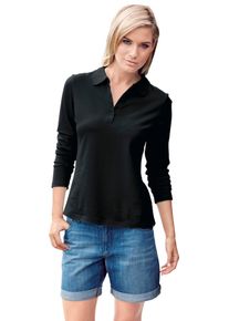 Poloshirt Heine "Poloshirt", Damen, Gr. 38, schwarz, 95% Baumwolle, 5% Elasthan, unifarben, Shirts Poloshirt