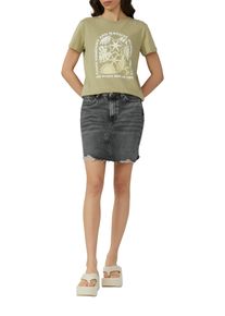 T-Shirt QS, Damen, Gr. L, gr&uuml;n (khaki), Obermaterial: 100% Baumwolle, bedruckt, regular fit taillenbedeckt, Rundhals, Shirts T-Shirt, mit Print