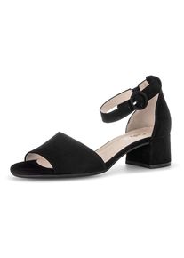 Sandalette Gabor "TUNIS", Damen, Gr. 40, schwarz, Ziegenveloursleder, unifarben, Schuhe Sandalette, Blockabsatz, Businessschuh, Festtagsschuh, Zierschnalle, G-Weite