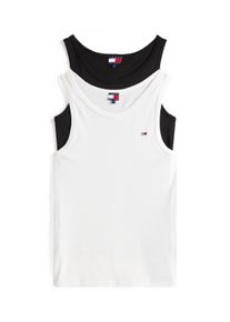 Tanktop Tommy Jeans "TJM XSLIM 2PCK RIB TANK EXT", Herren, Gr. L, beige (ecru, schwarz), Single Jersey, Obermaterial: 100% Baumwolle, slim fit, tiefer Rundhals, Tops Tanktop, mit gerippter Struktur