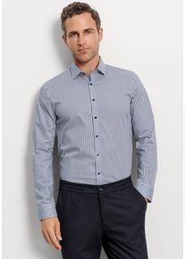 Businesshemd OLYMP "No. Six super slim", Herren, Gr. 41, N-Gr, wei&szlig;, Web, Obermaterial: 97% Baumwolle, 3% Elastolefin, 2-Knopf-Manschette, Hemden Businesshemd, smartes grafisches Printmuster